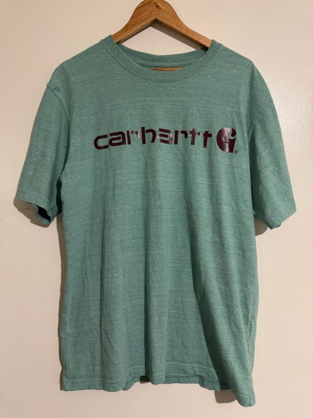 Carhartt loose fit spell out graphic Tshirt Medium mint green brown